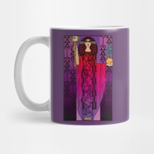 Art nouveau lady 3 (red on purple) Mug